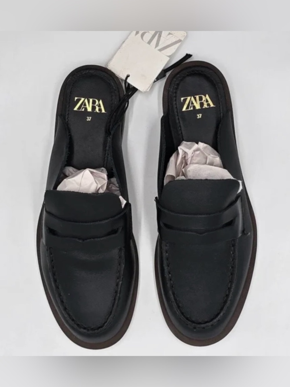 Zara Black Slip-On Loafers